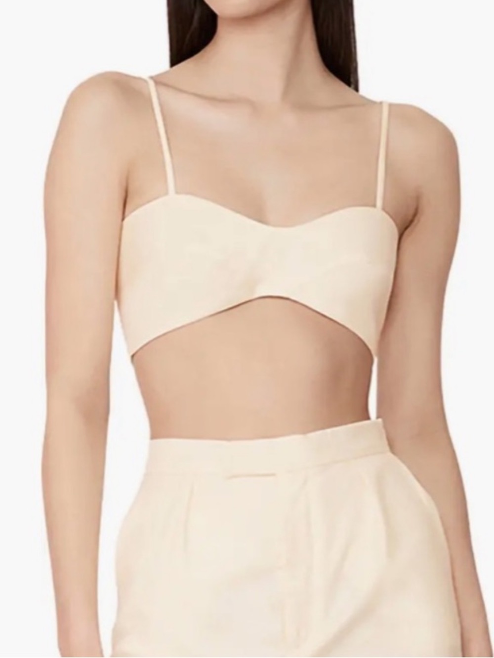 Bardot Cream Sweetheart Spaghetti-Strap Crop Top BNWT Size Small - Butter Yellow